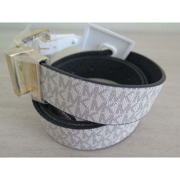 Michael Kors 553793C Women Sz M Reversible White/Black Signature Logo MK Belt - Picture 7 of 9